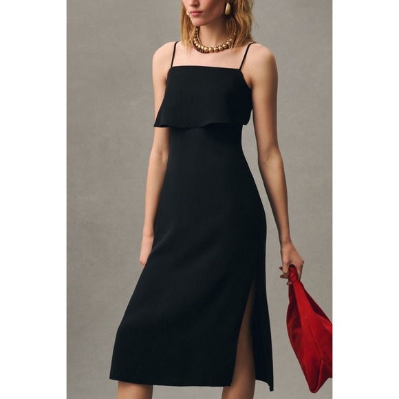 Anthropologie NWT Black Layered Top Midi Dress, Size 6 - Picture 10 of 16